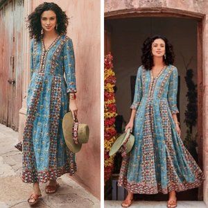 NEW Soft Surroundings San Remo Maxi Dress Embroidered Southwestern Bohemian